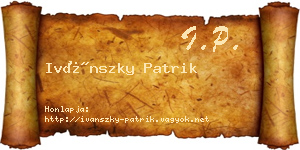 Ivánszky Patrik névjegykártya